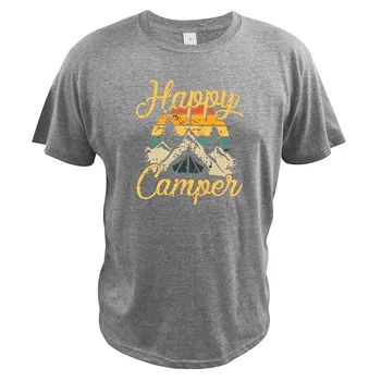 Fericit Camping Tricou Vintage Tricou Moale Respirabil Topuri de Vara Tricou Bumbac Dimensiunea UE
