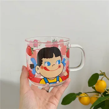 Fierbinte în 2021 Japoneză Frumoasă Lapte Zâmbind Sora Pahar mic Dejun Cupa rezistente la Căldură de Desene animate Drăguț Fata de Căpșuni Cana de Apa