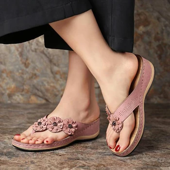 Floare Clip Toe Sandale de Plaja Cu Talpa de Cauciuc Femei Flip Flops în aer liber, Papuci de Calitate Superioară pentru Femei Sandale Chaussure Femme