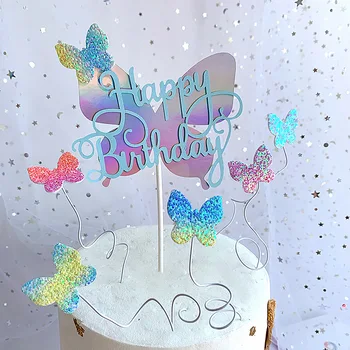 Fluture Happy Birthday Cake Topper Animale Drăguț Cupcake Topper Steaguri Pentru Copii Băieți Petrecere Decoratiuni Tort Copil De Dus