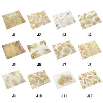 Foita de aur Placemat Impermeabil Tabelul Mat Pictate manual cu Aur Frunze Imprimate Pentru Mese de Căldură izolare Lenjerie de Bucătărie, Mese, Tampoane