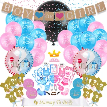 Gen Dezvăluie Tacamuri Fată sau Băiat Balon Latex Baby shower Confetti, Baloane Petrecere Decoratiuni Copii Favoarea Consumabile