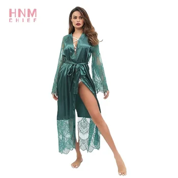 HNMCHIEF Femei Pijamale Haina Haina Matasoasa Femei Floral Kimono-Halat de baie Dantela Somn Halat Lung de Nunta de domnisoare de Onoare de Mătase Mireasa de Vara