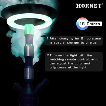 HORNET Premium LED Shisha Inel de Lampa cu Lumini de Magnet de Adsorbție Cu Control de la Distanță Cachimba Narghilea Lumini Show-Accesorii