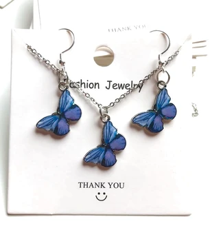 Hot de Moda Violet Albastru Fluture Pandantiv Colier pentru Femei din Oțel Inoxidabil de Nunta Colier Cravată Accesorii Bijuterii