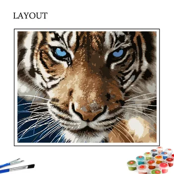HUACAN Vopsea De Numărul de Tigru Pictate manual, Pictura Cadou de Arta Desen Pe Panza DIY Imagini De Numere Animal Kituri de Decor Acasă