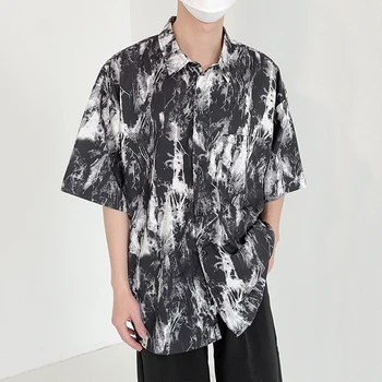 IEFB Lega Vopsit Camasa cu Maneci Scurte Barbati Vintage Streetwear Frumos de Vară de Imprimare de Cauzalitate coreean Tricou Vrac 2021 Noi Topuri 9Y7084