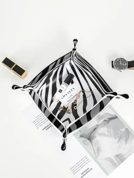Intrarea Cheie Desktop Gustare Cosmetice Golden Model Zebra Piele Depozitare Bagaje Tavă Coș Cutie Creative Nordic Ins Stil
