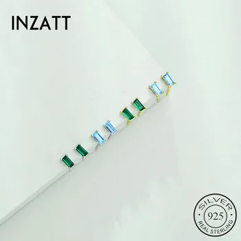 INZATT Real Argint 925 Geometrice Zircon Cercei Stud Pătrat Pentru Femei de Moda Bijuterii Fine Minimalist Accesorii