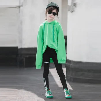 Jachete Hanorace pentru Fete Adolescente 2021 Moda Verde Casual de Toamna Haine Copii Fete Hanorac din Bumbac cu Gluga pentru Copii Îmbrăcăminte