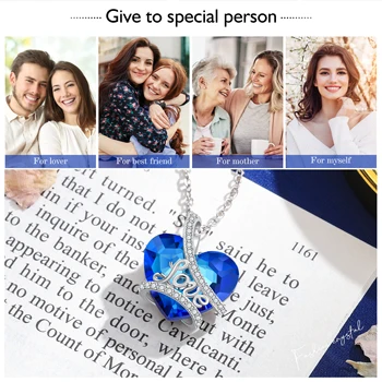 JewelOra Nou de Culoare Argintie Cubic Zirconia Pavate Dragoste Pandantiv Clasic Inima de Cristal Albastru Coliere pentru Femei Cadouri de Nunta