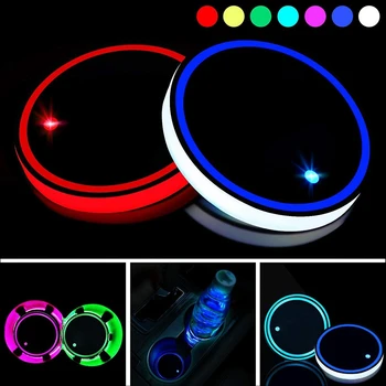 LED-Suport pahare Lumini LED-uri Auto roller-Coastere 7 Culori Luminiscente Cupa Pad de Încărcare USB Cupa Mat