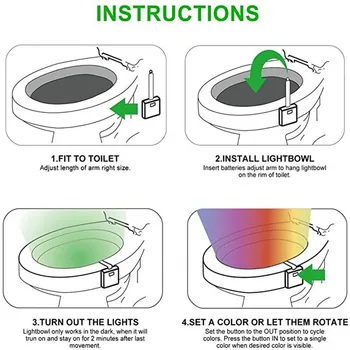 LED Toaletă Lumina Impermeabil 16Colors Toaletă Lumina de Noapte PIR Smart Senzor de Mișcare Umană Inducție WC Toaleta