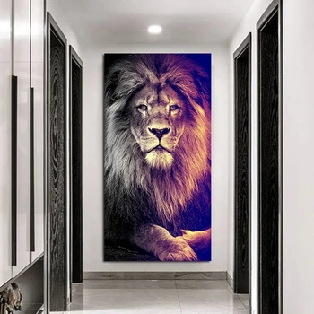 Leii animal sălbatic regele leu Panza Pictura Arta Postere si Printuri Cuadros de Arta de Perete de Imagine pentru Camera de zi Decor Acasă