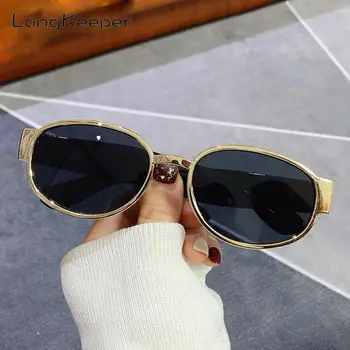 LongKeeper Retro Oval ochelari de Soare Femei Clasic Vintage Punk Ochelari de Soare Pentru Barbati Moda Rotund de Conducere Ochelari de Nuante UV400
