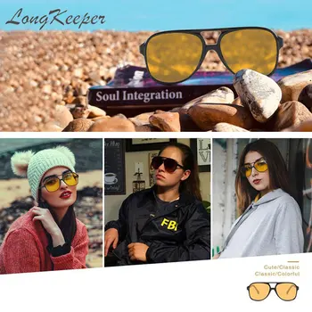 LongKeeper Vintage anii ' 70 Pilot ochelari de Soare Femei/Bărbați Clasic Pătrat Mare de Conducere Ochelari de cal Negru Galben Obiectiv Oculos De Sol Hombre
