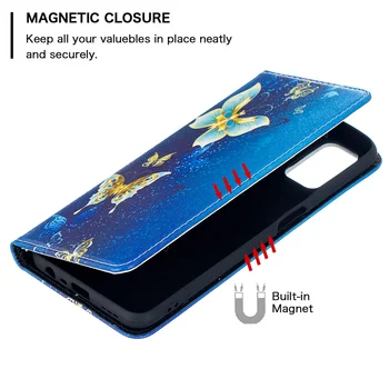 Magnetice de Caz din Piele Pentru Xiaomi Poco M3 X3 NFC F3 Redmi Nota 9 Pro 10 9T 8 10 8T X3Pro Flip Suport pentru Flori de Protecție Cartea Caz