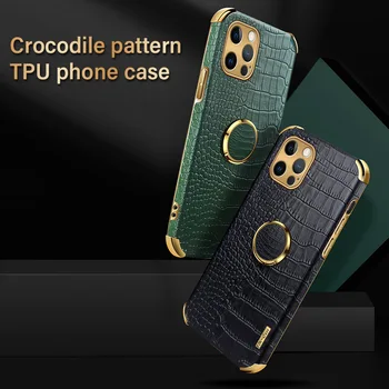 Magnetice Masina Telefon Caz Pentru iPhone 11 12 Pro Max 12 Mini XS MAX XR X 12 11 Caz de Crocodil Model de Textura din Piele PU Capac Telefon