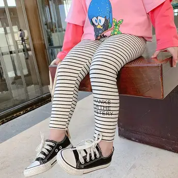 MIEMBRO de Primavara Toamna Fete Jambiere Fata de Copii Subțire din Bumbac Singur cu Dungi Copil pantaloni Pantaloni Cu imprimeuri Scrisoare Slab