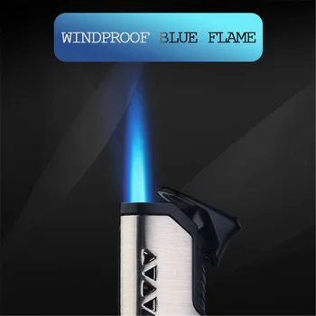 Mini Vânt Albastru Vizibile Flacără De Gaz Bricheta Pistol Gaz Bricheta De Metal Lanterna Trabuc Brichete Pentru Camping În Aer Liber
