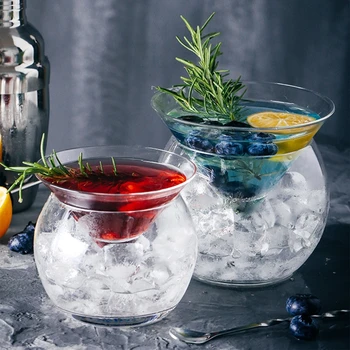 Mixologie Moleculara Intermediar Triunghi Cocktail Cu Gheață Cristal De Sticlă De Vin De Con Martini Globulare Set Barman Speciale Cană