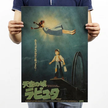 Miyazaki Hayao de benzi Desenate de Film de Animație / Clasic Totoro/hârtie kraft/Cafenea/bar Retro Poster Pictura Decorativa 51x35.5cm