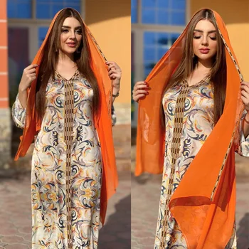 Moda De Imprimare Florale Rochie Musulman Femeile Dubai Rochii De Mireasa Duabi Arabă Turcia Moroccon Caftan Haine Islamice India Halat Rochie