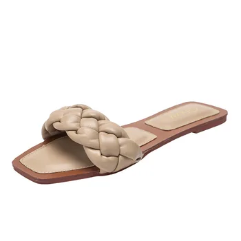 Moda Temperament Împletite Farmec Deschide-deget de la picior Plat Papuci pus Piciorul Vacanță de Plajă, Sandale Casual Flip-Flops Pantofi Femei