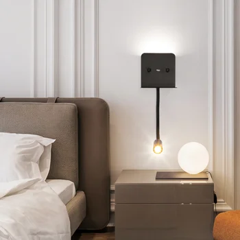 Modern, Dormitor cu Led-uri de Lumină cu Raft Incarcator USB Baie de Citit cu Lumina de Fundal Lumina de Noapte Led-uri Lampă de Perete MJ1125