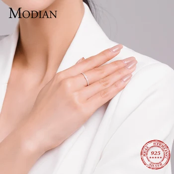 Modian 2021 Real Argint 925 Simplu Pătrat Clar CZ Farmecul de Culoare de Aur Inele Pentru Femei Nunta Logodna Bijuterii