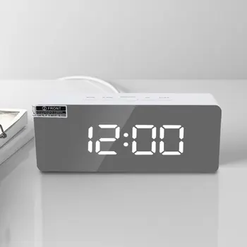 Multifuncțional LED Oglinda Masă, Ceas Electronic Digital cu Alarma Snooze Ceas cu Afișaj de Temperatură Termometru Ceas Acasă Dormitor