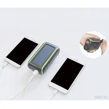 Multifuncțional în aer Liber 8000mAh Manivela Solar Power Bank Incarcator Portabil USB rezistent la apa Lanterna LED-uri