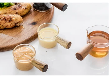 Mâner din lemn Mini Pahar de Lapte Ceașcă Mică de cafea din Sticlă de lapte ceasca de miere suc de cupă cu Frișcă Ulcior Multi-funcțional Condimente fel de Mâncare