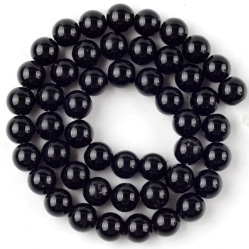 Natural Negru Agate de Piatră de Onix Margele Rotunde Pentru a Face Bijuterii Diy Brățară Farmec Accesorii 4-14mm 15