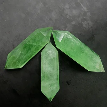 Naturale fluorit verde dublu subliniat prismă hexagonală pandantiv cristal energie specimen piatră de vindecare