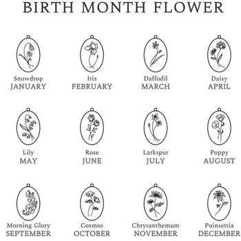 Nașterea Flori Neckalce Pentru Femei Cadouri Pentru Mama de Aur Lună Disc Ovală Pandantiv Colier Guler Ziua Mamei Bijuterii Cadou