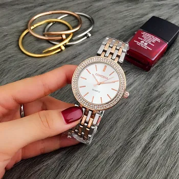 Noi A Crescut De Ceas De Aur Pentru Femei De Lux Ceasuri Brățară Femei Din Oțel Inoxidabil Ceasuri De Mana Femei Cuarț Ceas Reloj Mujer Montre