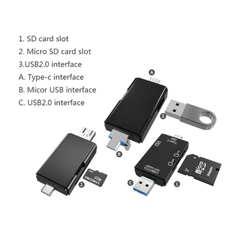 Noi SD TF Card Reader USB 2.0 OTG Micro USB de Tip C, Cititor de Carduri SD Cititor de Carduri de Memorie Pentru Huawei Micro USB de Tip C OTG Cardreader