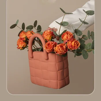Nordic creative simplu sac de vaza Morandi ceramice living aranjament de flori de lux lumina acasă ornamente decor
