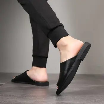 Nou Brand de Moda de Vara Barbati Pantofi Vintage Italian Balerini Casual Non-alunecare de Plajă, Sandale din Piele Flip Flop Papuci