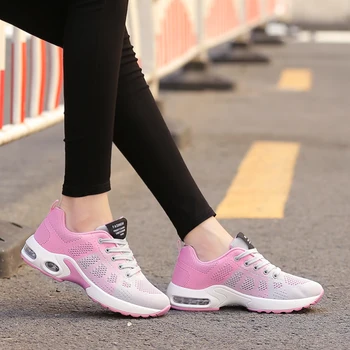 Noua Moda Femei Usoare Adidasi Sport În Aer Liber Ochiurilor De Plasă Respirabil Confort Pantofi De Funcționare Pernă De Aer Dantelă-Up