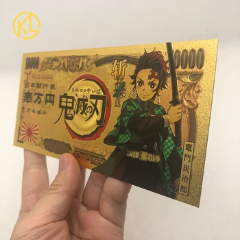 Noul Anime Demon Slayer Kimetsu Kamado Nezuko nu Yaiba Lama de Culoare de Aur Carduri de Plastic pentru Fanii de Colectare și Cadou