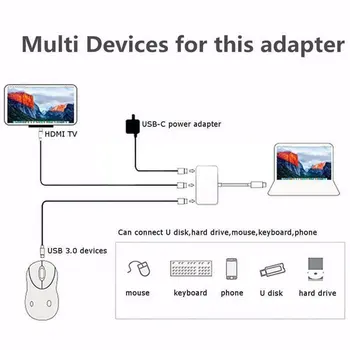 Noul C HUB USB la HDMI compatibil Pentru Macbook Pro/Air Thunderbolt 3 USB de Tip C Hub la HDMI compatibil cu USB 3.0 Port USB-C Putere