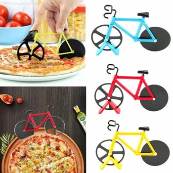 Noul Design din Oțel Inoxidabil Pizza Cuțit cu Două roți de Bicicletă Forma de Pizza Cuțit de tăiat Pizza Instrument de Biciclete Rotunde de Pizza Cutter Cuțite