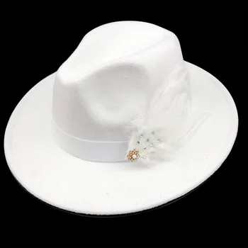 Nunta fedoras alb rosu jos fedora pălărie jazz pălărie fedora pălărie Capac Cowboy două culori britanic pălărie mare refuz de pălărie cu caracteristică