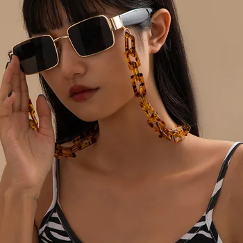 Ochelari de Soare Lanțuri Cablul de Titular Curea de Gât pentru Femei Punk la Modă Simple Acrilice Acetat de Leopard de Imprimare Ochelari Lanț