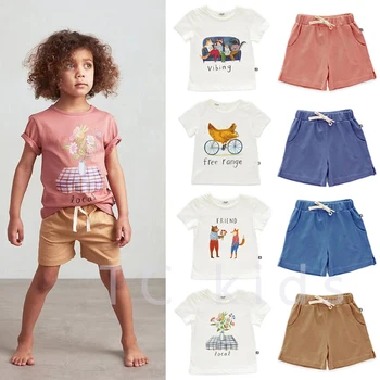 Oeuf 2021 Copii De Vară De Moda T-Shirt Băieți Fete Haine Animale Model Cu Maneci Scurte Topuri T Scurt Pantaloni Scurți Băiat Haine Pentru Copii