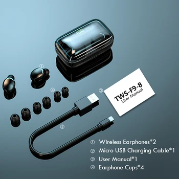Oringinal TWS F9 Căști Bluetooth 5.0 setul cu Cască Stereo Sport căști fără Fir HiFI Stereo În ureche Căști bluetooth pentru Căști