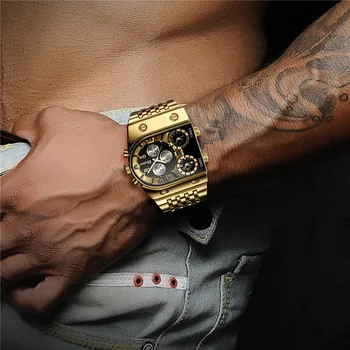 Oulm de sex Nouă Cuarț Ceas HT9315 Bărbați Ceasuri de mana Militare Brand de Lux de Aur Plină de Oțel pentru Bărbați Ceasuri Relogio Masculino