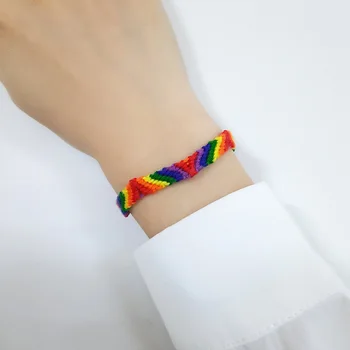 Panglică Largă Împletitură de Coarda Curcubeului Bratari pentru Femei Barbati Reglabil Colorat Brățară LGBTQ Mândrie Bijuterii de Nunta